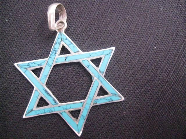 Turquoise Star of David Pendant 1214